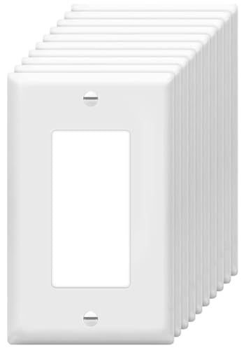Image of Decorator Wall Plates 1-Gang Switch Outlet Electrical Cover Plate Unbreakable Thermoplastic Faceplate for Light Receptacle Outlet Switch, White (10 Pack)