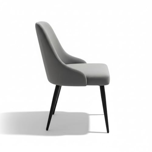 Image of Finch Fox Taskpro Modern Unique Velvet Upholstered Seating Living Room Dining Chair with Black Metal Legs in Dark Grey Color