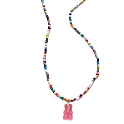 Trendy Acrylic Bear Choker Necklace with Beads For A Unique Fashion Statement