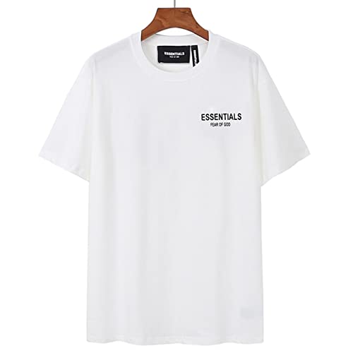 Medo de cor sólida cor sólida t-shirt de manga curta, pentagram letras meia-manga camisa de fundo wh
