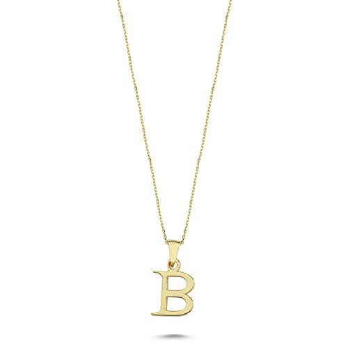 Wish Carat 100% 14k Real Gold Necklace for Women | Dainty Charm Alphabet Name Letter Initial Necklaces for Women | Custom Pendant Jewelry for Her | Birthday Gifts for Women & Girls | 18''