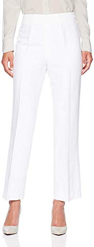 Kasper Women's Dress Pants Solid 4X29 Petite Linen Stretch White 4