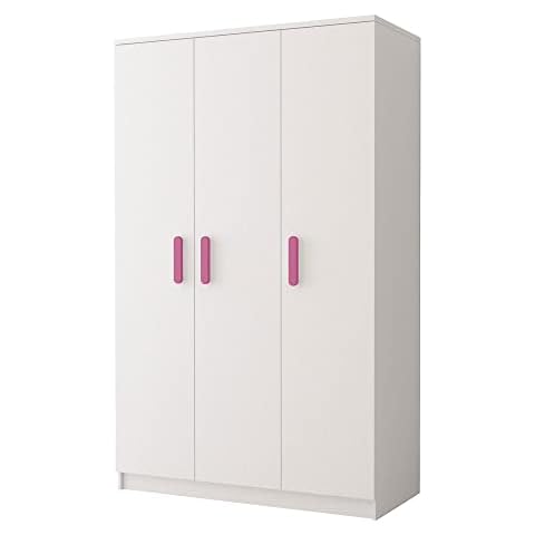 Polini Home Weißer 3-türiger Kleiderschrank 120 x 193 x 50 cm Cover