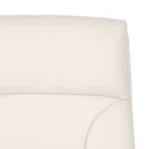 Image of Amazon Basics Executive Desk Chair with Easy Assembly, Adjustable Height, 275lb Capacity, Oversized Cushion, 29.13 inchD x 25.2 inchW x 43.11 inchH, Ivory Bonded Leather