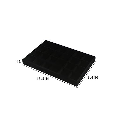 Image of Coward 2PC Black Velvet Stackable 24 Gird Jewelry Organizer Tray Necklace Earring Box Storage Drawer Ring Earring Display Holder (24grid+24grid)