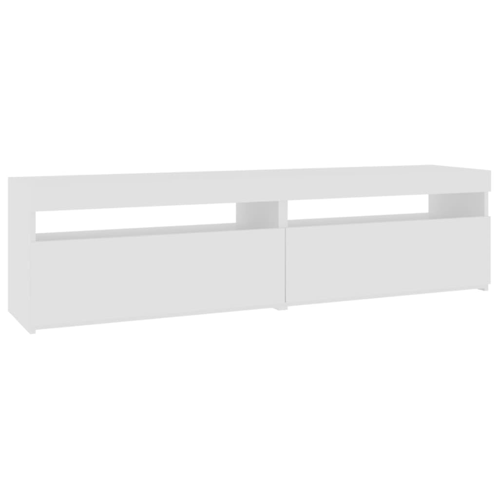 TV-Schränke 2 Stück mit LED Beleuchtung Hochglanz Weiß 75x35x40 cm, Artikelfarbe Hochglanz Weiß