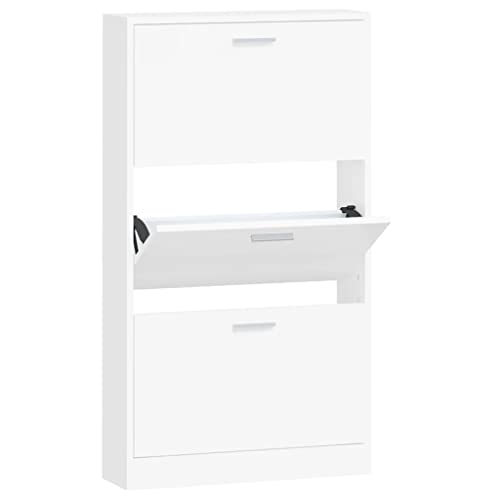 vidaXL Mueble Zapatero Armario Pasillo Entrada Estante Almacenamiento Organizador Sala de Estar Dormitorio Madera Contrachapada Blanco Cover