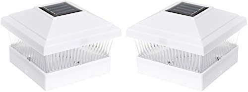 GreenLighting 2 Pack Classic #1 Solar Power Outdoor Garden Pathway Deck Dock Patio Fence Post Light for 5x5 PVC Posts (White)