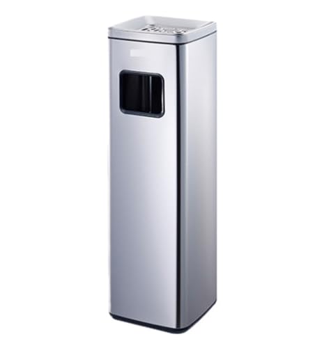 Outdoor Stainless Steel Trash Can & Ashtray, Vertical Metal Design, Floor Standing Garbage Bin for Patios, Gardens & Parks - Durable Brown Outdoor Waste Container