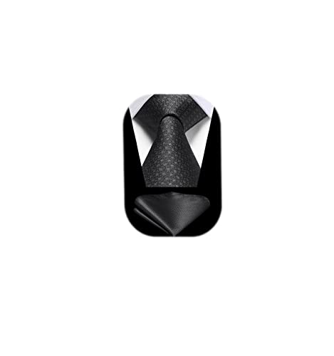 Image of HISDERN Mens Ties Plaid Tie and Pocket Square Set Classic Woven Formal Checkered Neckties & Handkerchief Wedding Party
