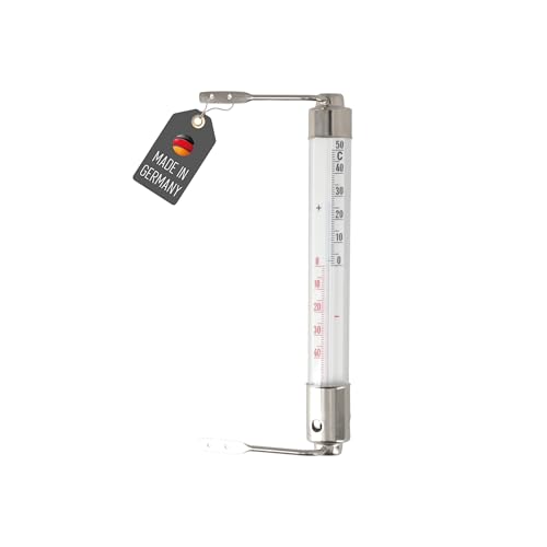 Lantelme Fensterthermometer Wiener Drehbar Temperatur + - 50°C 17,5cm Lang | Analog Thermometer Material Glas Metall verchromt zum anbringen für...