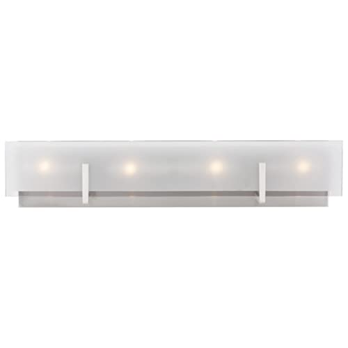 Image of Generation Lighting 4-Light Syll Bath Fixture Wall Lamp (Brushed Nickel) 4430804-962 | Bathroom Light Fixture for Home Decor | Vanity Light Fixture Uses Candelabra E12 Standard or LED Light Bulbs