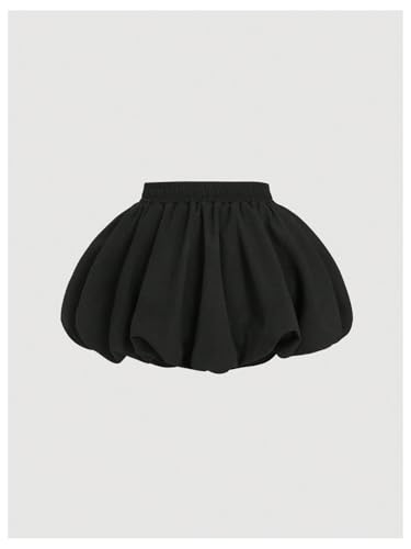 SOLY HUX Women's Bubble Mini Skirt Y2k Bow Elastic Waist Ruffle A Line Puff Skirt2