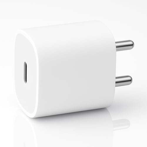 Image of 20W C-Type Fast PD Charging Adapter Compatible with iPhone 17 /17 Air /17 Pro /17 Pro Max,16 /16 Plus /Pro /Pro Max,15 /14 /13 /12 /11 Series | USB C 20Watt |BIS Certified, 6 Months Warranty, White