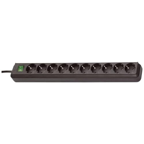 Regleta Eco-Line con interruptor 10 tomas negro 3m H05VV-F 3G1,5