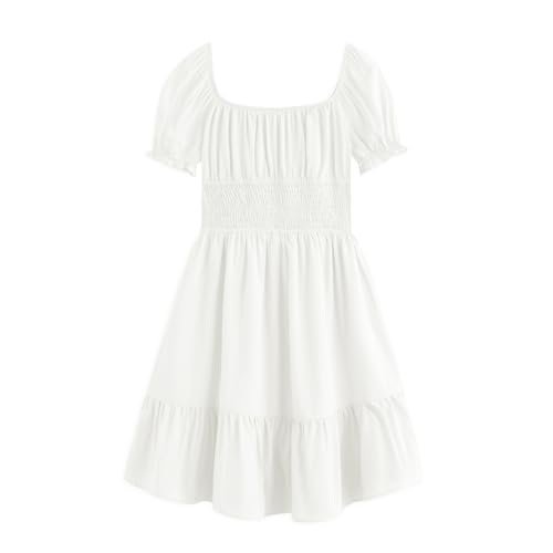 Simplee kids Girls Dresses Off The Shoulder Summer Tween Dress Smocked Ruffle Puff Sleeves Dresses for Girl Kids 4-15 Years2