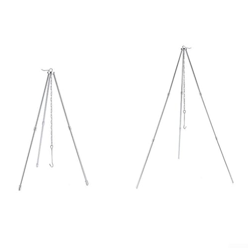 YUANGANG Trípode de camping ajustable de 3 patas para exteriores, trípode para barbacoa, soporte portátil para colgar utensilios de cocina de aluminio, capacidad de carga de 440 g