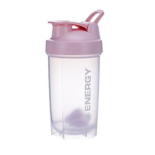 Pubiao Shaker für Eiweiß und Sportgetränke Protein Shaker Cup Sportergänzungsmittel Shaker mit Mixer Ball Fitness Milchshake Tragbarer Workout Wasserbecher 500 ml (Rosa)