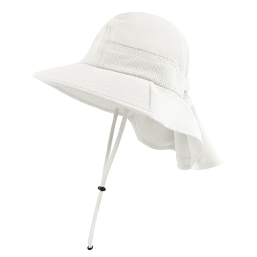 Image of MA COWCF Baby Sun Hat with Neck Flap UPF 50+ Sun Protection Kids Summer Hat Outdoor Toddler Beach Hat 0-6 Years Boys Girls