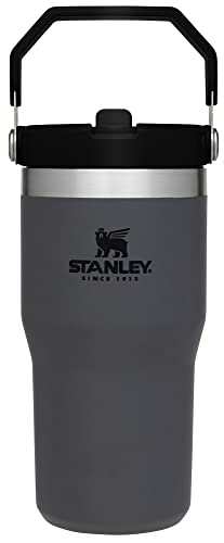 Stanley IceFlow Flip Straw Tumbler with Handle 20 oz | Twist On Lid and Flip Up Straw | Leak Resistant Water Bottle | Insulated Stainless Steel |BPA-Free | Charcoal
