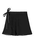 Century Star Dance Skirt Girls Ballet Skirts Women Toddler Adult Wrap Chiffon Skirt Leotards Adjustable Ballerina Clothes Black 6-9 Years