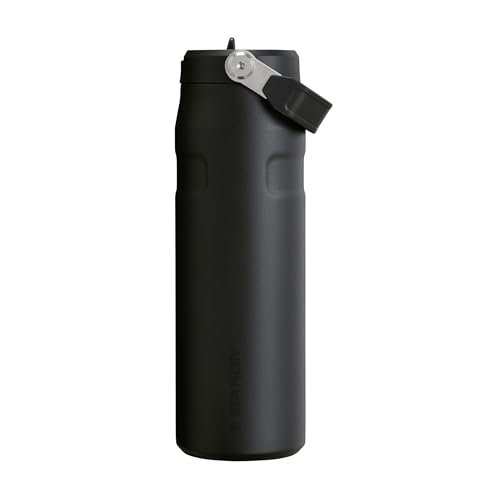 Stanley 1913 Flip Straw Sports Water Bottle with Straw 0.7L - 10 Hours Cold - 3 Days Iced - Stainless Steel - BPA Free - Leak Resistant - Fits in Cup Holder - Dishwasher Safe - Black