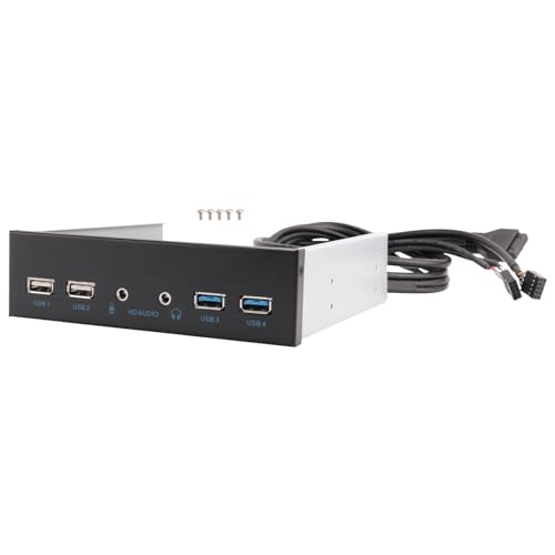 HUTSRAI Panel interno de la carcasa de la computadora de escritorio de 5,25 pulgadas HUB USB 2 puertos USB 3.0 y 2 puertos USB 2.0 con conector de audio de 20 pines de puerto de audio HD