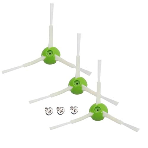 Multiaccesorios Pack de 3 Cepillos Laterales con Tornillo Compatibles con Roomba Series E, I y J – E5, E6, E7, i3, i4, i5, i6, i6+, i7, i7+, i8, i8+, j7, j7+ – Repuestos Alta Eficiencia Verde y Blanco