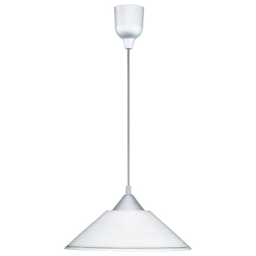 TRIO, Suspension, Diego 1xE27, max.60,0 W Verre, Blanc, Corps: Plastique, Couleur aluminium Ø:30,0cm, H:125,0cm IP20