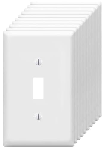 Toggle Light Switch Wall Plates 1-Gang Switch Electrical Cover Plate Unbreakable Thermoplastic Faceplate, White (10 Pack)
