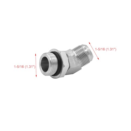 Image of 6802-16-16-NWO Hydraulic Adapter Fitting 1 inch Male JIC 37Flare x 1 inch Male Adjustable O-Ring Boss 1-5 /16 inch-12 SAE x1-5 /16 inch-12 SAE Swivel 45Elbow Pipe Joints Carbon Steel