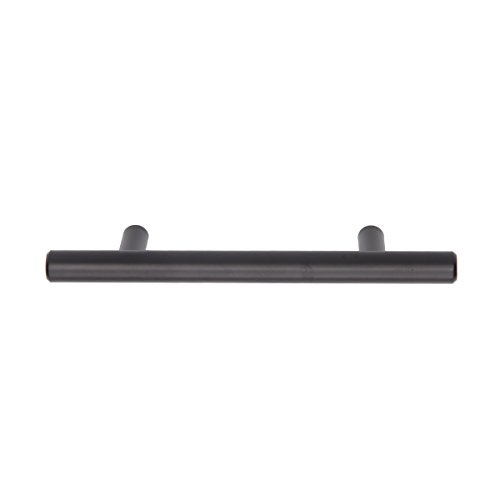 Amazon Basics Euro Bar Cabinet Handle (1/2-Inch Diameter), 5.88-Inch Length (3.5-Inch Hole Center), Flat Black, 10-Pack #TOP1