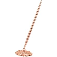 KALLORY Wedding Guest Signing Pen with Hollow Rose Gold Base, 1.0Mm Black Ink Ballpoint Pen for Hotel Counters and Business Signature Use