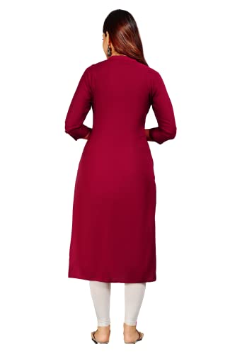 Image of NEW4U Women's Solid Rayon Straight Kurta