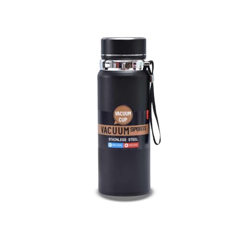 SipSavor, Stainless Steel, insulated Water Bottle,1000ml temp display, keep drinks & beverage Cold/Hot for18 hrs Leakproof, Rust proof, durable, reusable eco-friendly ideal for men women teens (Black)