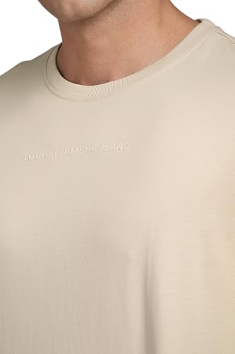 Image of Louis Philippe Men's Boxy Fit 16s Compact Premium Single Jersey Silicon HD Branding Half Sleeve Solid T-Shirt