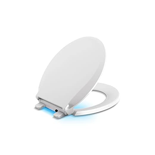 KOHLER 75758-0 Cachet Nightlight Quiet-Close with Grip-Tight Round-Front Toilet Seat in White