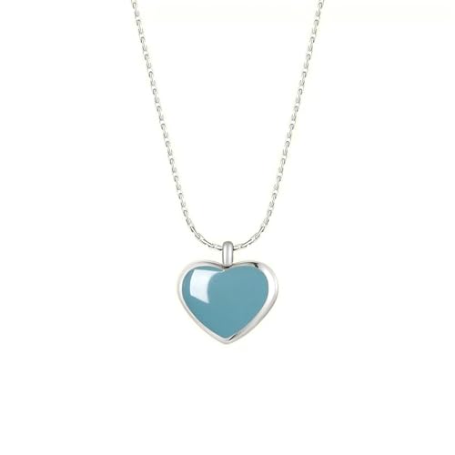 Necklaces for Women, Exquisite Heart Necklace, Blue Heart-shaped 925 Silver Plated Chain and Pendant, Fashionable and Elegant Necklace, Gifts for Her