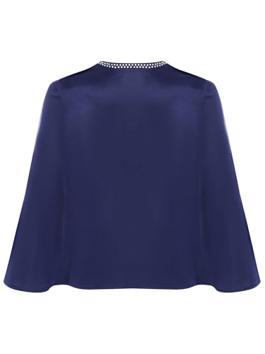 CHICTRY Girls Satin Long Sleeve Bolero Shrug Cape with Faux Diamond Flower Rhinestone Decor for Wedding Party4