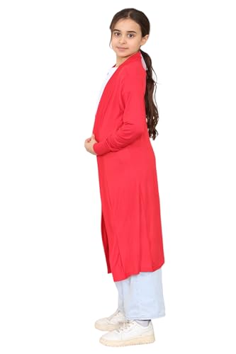 Image of Loxdonz Kids Long Open Front Cardigan Coverup Boyfriend Cardigan Sweater for Girl's Beach Cover ups Kimono Maxi Duster