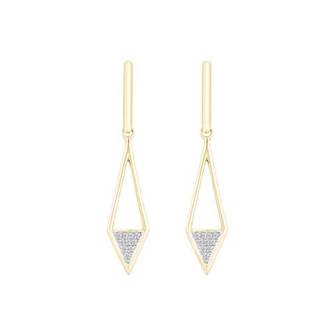 Aria Jewels Pave Diamond Kite Triangle Drop Dangle Earrings in 14K Yellow Gold Over Sterling Silver Minimalist Look for Women (1/20cttw) Cover