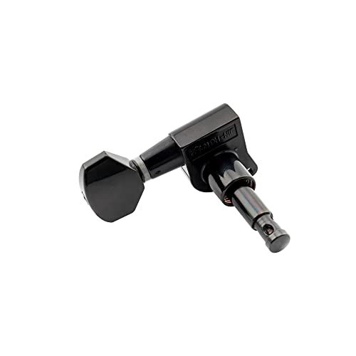 Wilkinson 6 inline E-Z-LOK Guitar Machine Heads Tuning Pegs Keys Tuners Set for Fender Strat Tele Style Electric Guitar, Black