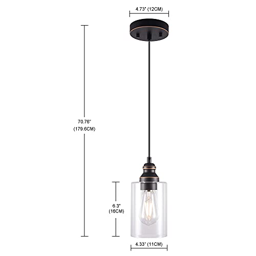 Yaokuem Pendant Lighting Fixture, Hanging Ceiling Lights With E26 Medium Base, Metal Housing With Clear Glass, Bulbs Not Included, 1-Pack #TOP4