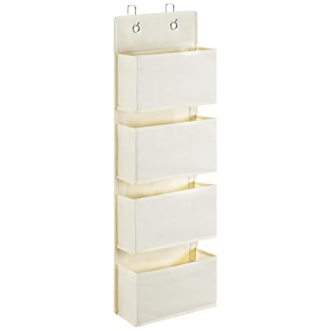 YOUDENOVA Organizador Colgante con 4 Bolsillos y 2 Ganchos de Metal, Blanco Cover