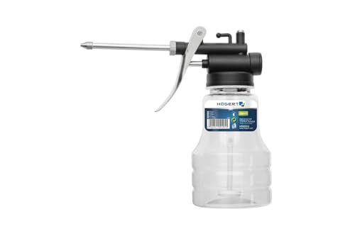 Högert Technik Öler mit Pumpe 250ml Ölkanne aus Kunststoff Fassungsvermögen mit starrem Rohr präzises Schmieren, ideal für Kfz-Wartung und Maschinenpflege Hochdruck-Ölspender