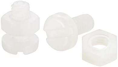 sourcing map 20 Pairs Nylon Screw Nut Assortment, M4x12mm Slotted Pan Head Screws & M4 Hex Nuts for Machinery, Electronics, White