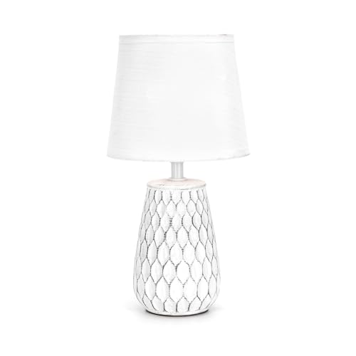 VoltShine Lámpara de mesa de cerámica E14, diseño decorativo y elegante, ideal para iluminar espacios y complementar la decoración del hogar.