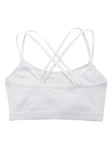 Hansber Kids Girls Ribbed Sleeveless Crop Tank Top Crisscross Back Camisole Bralette Gym Workout Sport Bra4