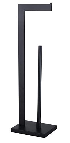Gerzwy Sus 304 Stainless Steel Toilet Paper Holder, Free Standing Lavatory Pedestal Toilet Paper Stand With Reserve, Matte Black Dzy004-Bk #TOP22
