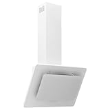 vidaXL Campana Extractora Pared Cocina Soporte Ventilador Lámpara LED Forma Inclinada Fácil de Limpiar Acero Inoxidable Vidrio Templado Blanco 60cm